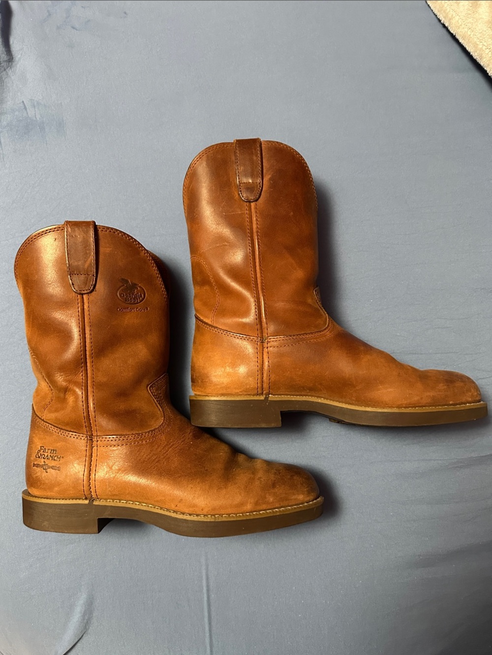 Georgia Boot Brown Leather Pull-On Western Work Boots - Men